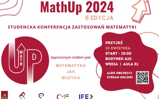 Plakat Konferencji Zastosowań Matematyki 2024 MathUp - szósta edycja.
