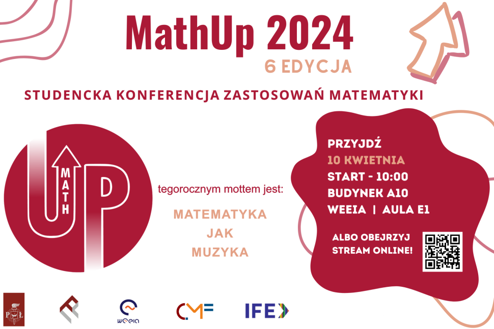 Plakat Konferencji Zastosowań Matematyki 2024 MathUp - szósta edycja.