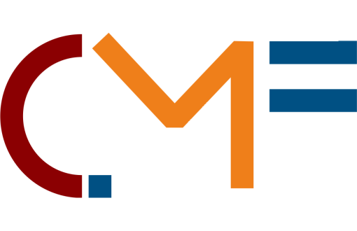Logo Centrum Nauczania Matematyki i Fizyki, połączone litery C M F.