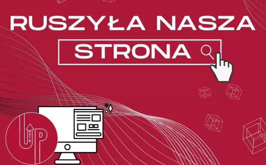 Grafika z napisem "Ruszyła nasza strona". W lewym dolnym rogu ikona komputera. 