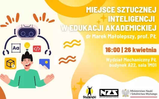 Plakat wydarzenia "Miejsce sztucznej inteligencji w edukacji akademickiej".