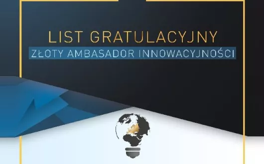 Fragment dyplomu z tytułem "Złoty Ambasador Innowacyjności".